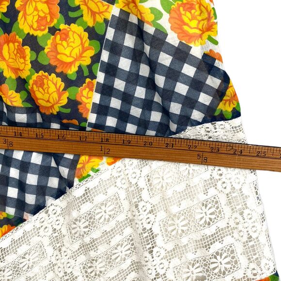 VTG Patchwork Maxi Skirt M Boho Hippie Lace Cottagecore Modest Floral Festival - Picture 7 of 12